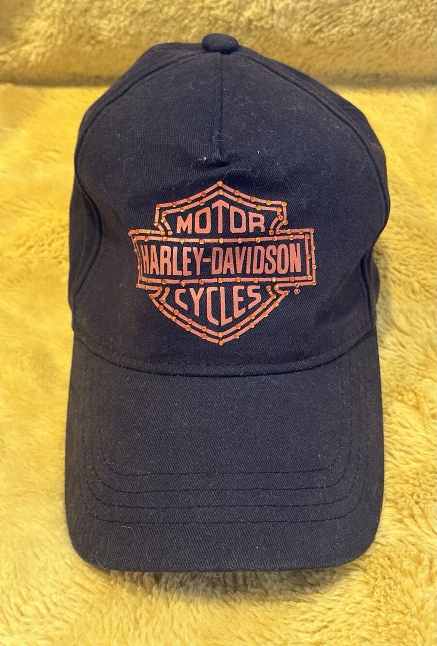 Harley Davidson Orange Label Collection Cap Hat Sequence around Logo Black OS